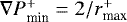 $\nabla{P}_{\textrm{min}}^{&#x002B;}=2/r_{\textrm{max}}^{&#x002B;}$