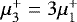 $\mu^{&#x002B;}_{3}=3\mu^{&#x002B;}_{1}$