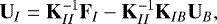 \[ {\mathbf{U}}_I = {\mathbf{K}}_{II}^{-1} {\mathbf{F}}_I - {\mathbf{K}}_{II}^{-1}{\mathbf{K}}_{IB} {\mathbf{U}}_B, \]
