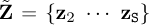 $\tilde{{\mathbf{Z}}} = \left \{ {\mathbf{z}}_2 \ \cdots \ {\mathbf{z}}_{((({{S}})))}\right \}$
